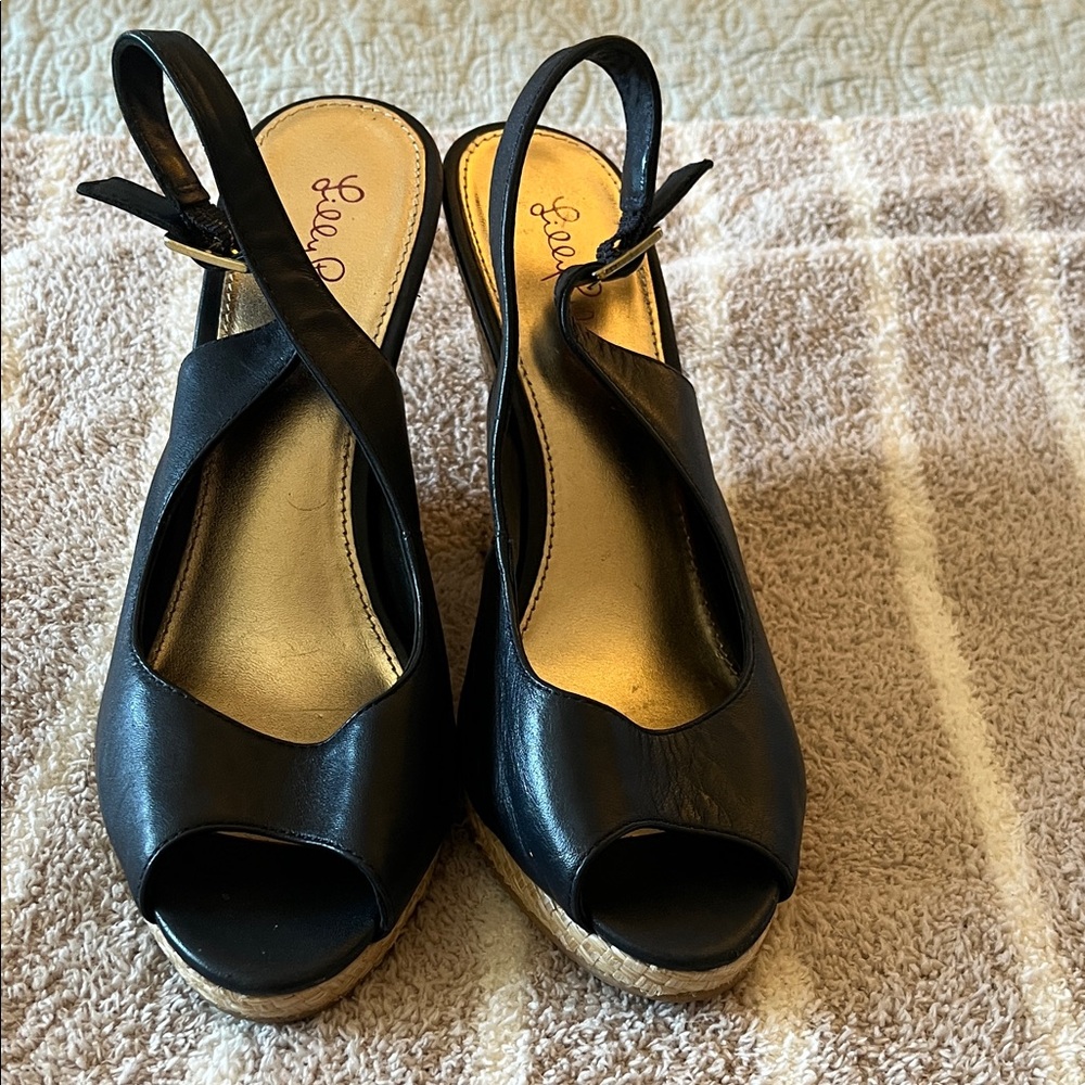 Navy Lilly Pulitzer Slingback Sandals